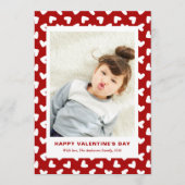 Modern Red Hearts Pattern One Photo Valentines Day Feestdagenkaart (Voorkant)