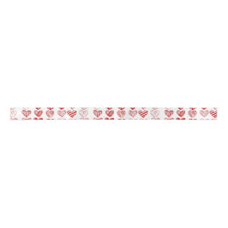 Modern Red Hearts Satijnen Lint