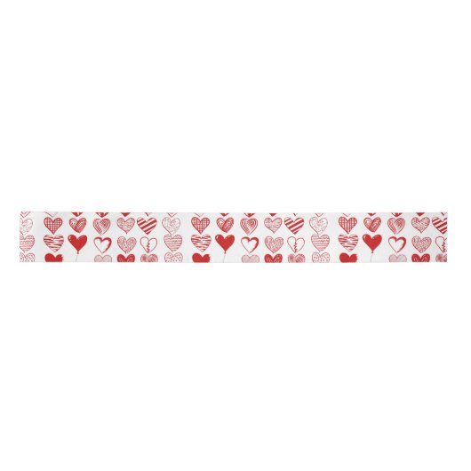 Modern Red Hearts Satijnen Lint (Voorkant)