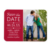 Modern Red Hearts Wedding Photo Save the Date Magneet (Horizontaal)