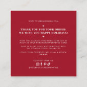 Modern red holiday business thank you  vierkante visitekaartje (Achterkant)