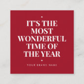 Modern red holiday business thank you  vierkante visitekaartje (Voorkant)