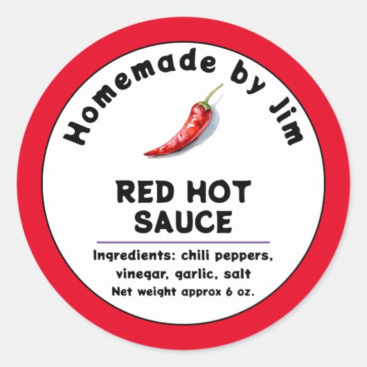 Modern Red Hot Chili Sauce Pepper Label (Voorkant)