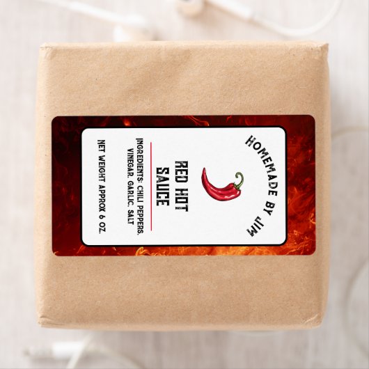 Modern Red Hot Chili Sauce Pepper Label (Insitu)