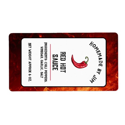Modern Red Hot Chili Sauce Pepper Label (Voorkant)