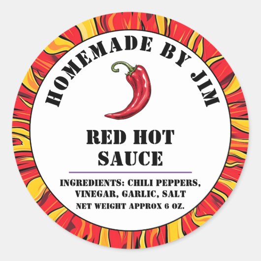 Modern Red Hot Chili Sauce Pepper Label (Voorkant)