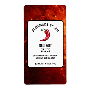 Modern Red Hot Chili Sauce Pepper Label