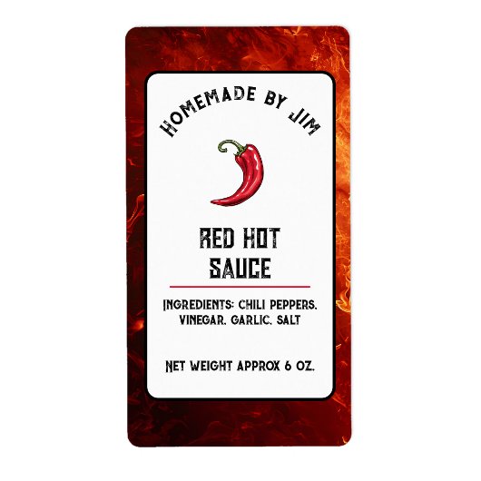 Modern Red Hot Chili Sauce Pepper Label