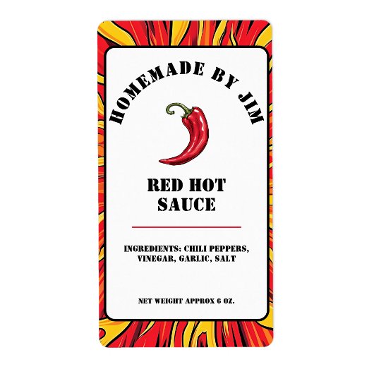 Modern Red Hot Chili Sauce Pepper Label