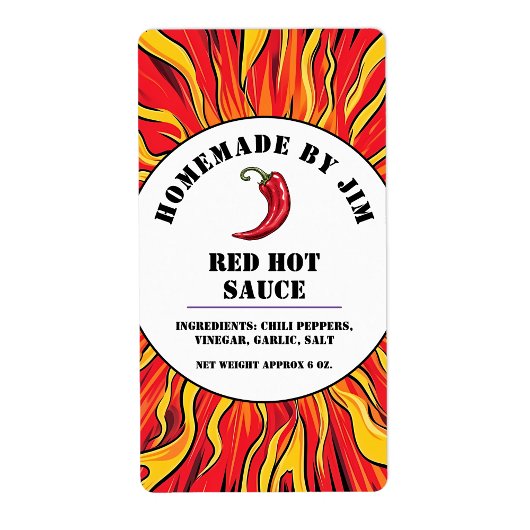 Modern Red Hot Chili Sauce Pepper Label
