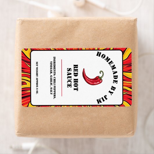 Modern Red Hot Chili Sauce Pepper Label (Insitu)