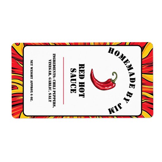 Modern Red Hot Chili Sauce Pepper Label (Voorkant)
