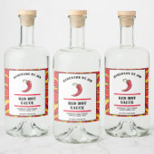 Modern Red Hot Chili Sauce Pepper Label Likeurfles Etiket (Flessen)