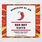 Modern Red Hot Chili Sauce Pepper Label Likeurfles Etiket (Enkel label)