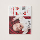 Modern Red Infographic Photo Birth Announcement Legpuzzel (Verticaal)