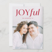 Modern Red Joyful Foto Feestdagenkaart (Voorkant)