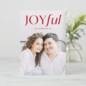 Modern Red Joyful Foto Feestdagenkaart (Staand voorkant)