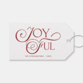 Modern Red Joyful Holiday Kerstmis Cadeaulabel (Voorkant (Horizontaal))