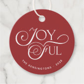 Modern Red Joyful Kerstfeestdag Foto Bedankjes Labels (Voorkant)