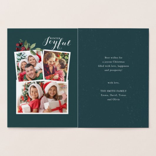 Modern Red JOYFUL Red Berry Greenery Foto Folie Kaarten (Binnen)