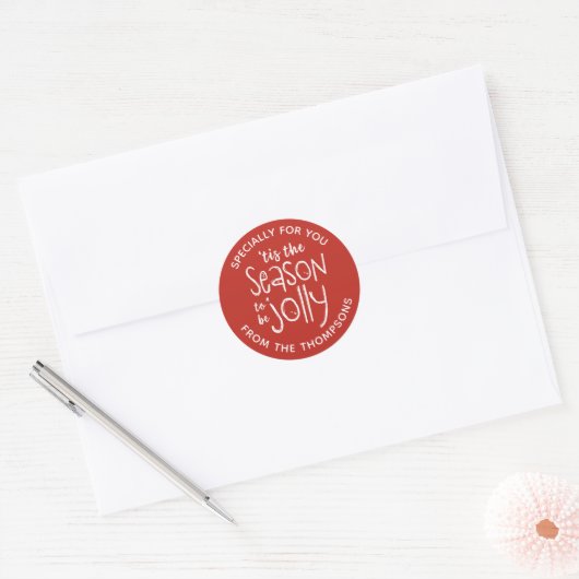 Modern Red Kerst sticker (Envelop)