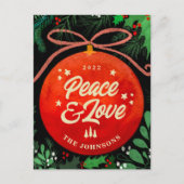 Modern Red Kerstbal Ornament Botanical Feestdagenkaart (Voorkant)