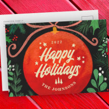 Modern Red Kerstbal Ornament Botanical