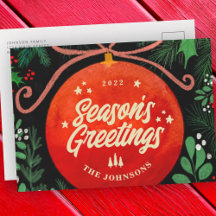 Modern Red Kerstbal Ornament Botanical