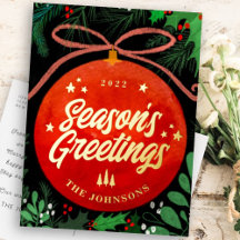 Modern Red Kerstbal Ornament Botanical