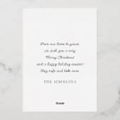 Modern Red Kerstbal Ornament Botanical Folie Feestdagenkaart (Achterkant)