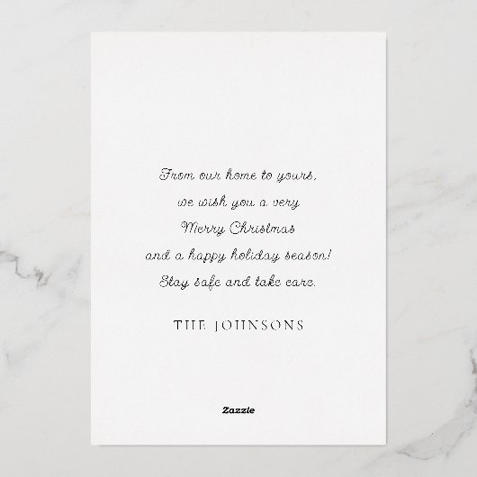 Modern Red Kerstbal Ornament Botanical Folie Feestdagenkaart (Achterkant)