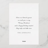 Modern Red Kerstbal Ornament Botanical Folie Feestdagenkaart (Achterkant)