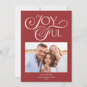 Modern Red Kerstfeest Joyful Holiday Foto Feestdagenkaart (Voorkant)