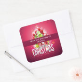 Modern Red Kerstschilderafbeelding Keuken Vierkante Sticker (Envelop)