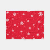 Modern Red Kerststars Snowflakes Patroon Fleece Deken (Voorkant (Horizontaal))
