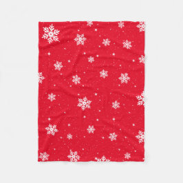 Modern Red Kerststars Snowflakes Patroon Fleece Deken