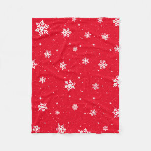 Modern Red Kerststars Snowflakes Patroon Fleece Deken