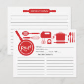 Modern Red Kitchen Utils Recipe Card Briefkaart (Voorkant / Achterkant)