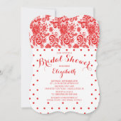 Modern Red Lace Bridal Shower Kaart (Voorkant)