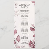 Modern Red Leaves Wedding Programma Programmakaart (Achterkant)