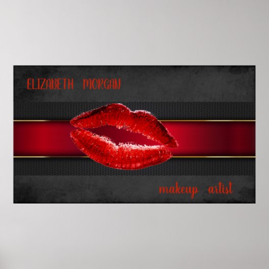 Modern Red Lips, Kiss, Makeup kunstenaar Poster (Voorkant)