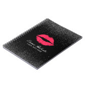 Modern Red Lips Trendy Black Glitter Elegant Notitieboek (Linkerzijde)