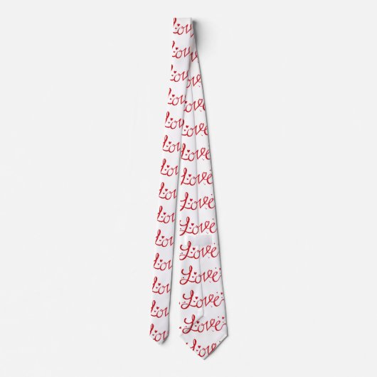 Modern Red Love Typografie Stropdas (Achterkant)