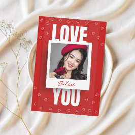 Modern Red Love You Photo Valentine’s day  Feestdagen Kaart