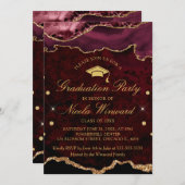 Modern Red Marble Agate Graduation Party Kaart (Voorkant / Achterkant)