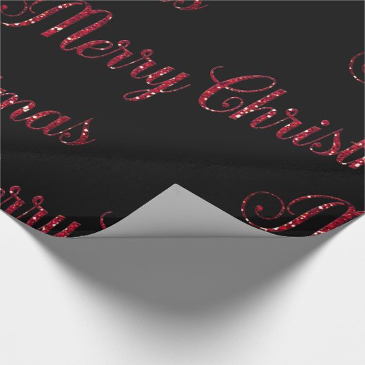 Modern Red Merry Black Cadeaupapier (Hoek)