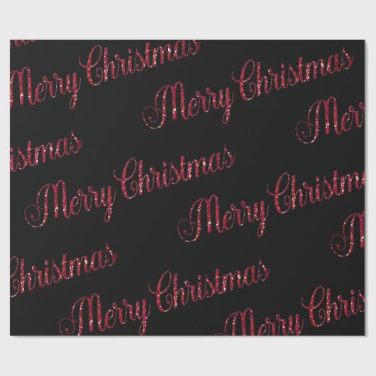 Modern Red Merry Black Cadeaupapier (Vlak)