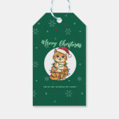 Modern red merry cat snowflake Christmas kitten Cadeaulabel (Achterkant)