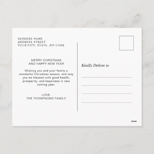 Modern Red Merry Christmas Heart Script 5 Foto Feestdagenkaart (Achterkant)