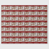 Modern Red Merry Christmas Photo Collage Cadeaupapier (Vlak)